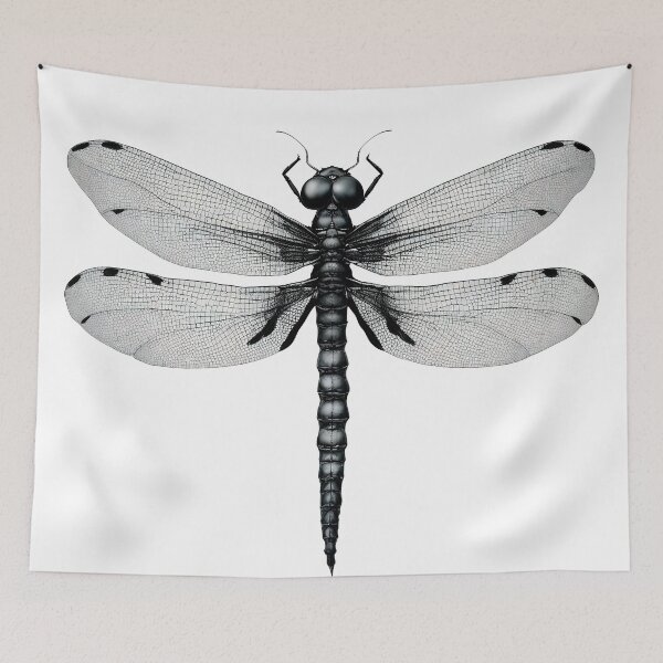Item preview, Elegant Monochrome Dragonfly: Detailed Insect Illustration designed and sold by LanaGustavsson.