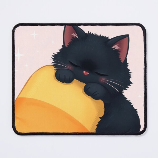 Item preview, Sleeping Black Kitten on Candy Corn – Cozy Kawaii Halloween Tee designed and sold by ArmaanArts.