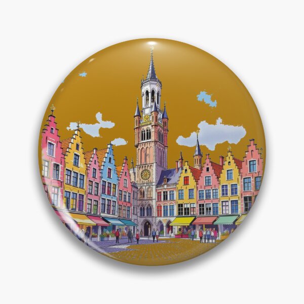 Item preview, Colorful Markt Square and Belfry of Bruges 3D Sketch,  designed and sold by PaintMeWorld.