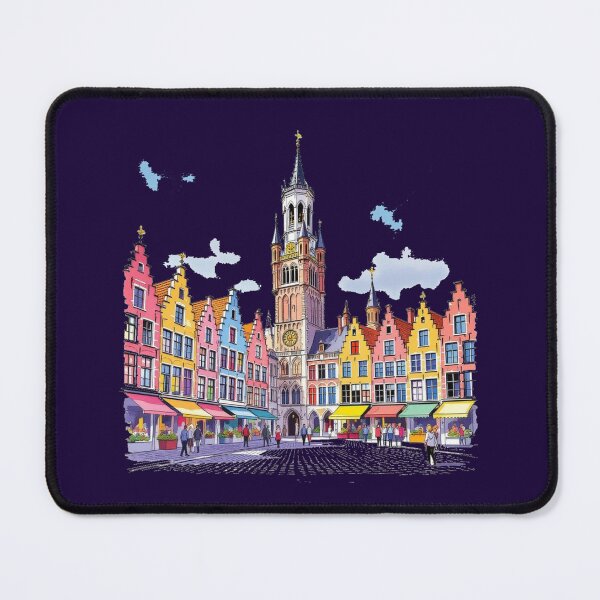 Item preview, Colorful Markt Square and Belfry of Bruges 3D Sketch, designed and sold by PaintMeWorld.