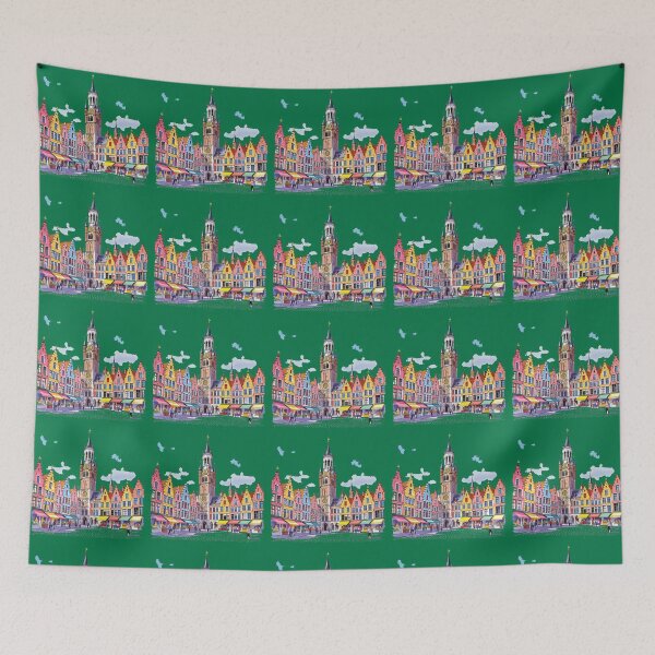 Item preview, Colorful Markt Square and Belfry of Bruges 3D Sketch,  designed and sold by PaintMeWorld.