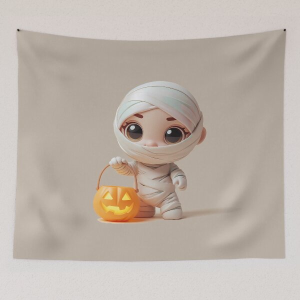 Item preview, Chibi Pastel Mummy | Cute Halloween Jack-o-Lantern Art designed and sold by PawxelArt.