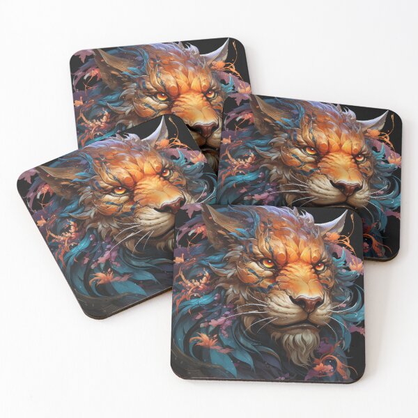 Item preview, Floral Fire Tiger With Gemstone Fur and Fiery Eyes designed and sold by Daagath.