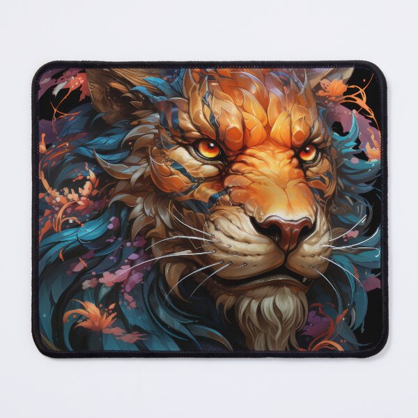 Item preview, Floral Fire Tiger With Gemstone Fur and Fiery Eyes designed and sold by Daagath.