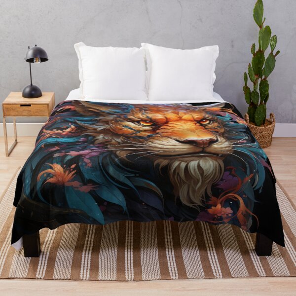 Item preview, Floral Fire Tiger With Gemstone Fur and Fiery Eyes designed and sold by Daagath.