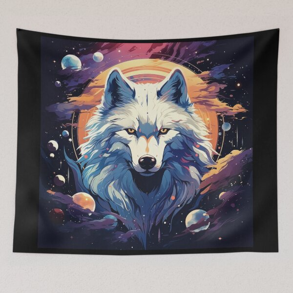 Item preview, Celestial Space Wolf With Cosmic Glow and Planetary Aura designed and sold by Daagath.
