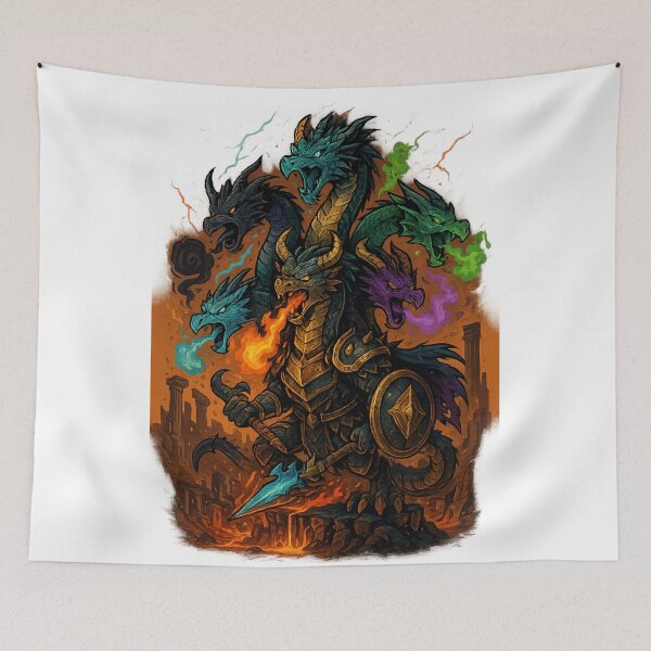 Item preview, Hydra Warlord – Epic Multi-Headed Dragon of Destruction designed and sold by AbdullRehmana.