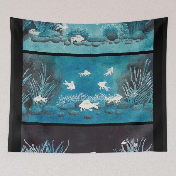 Item preview, Fishies Got the Blues Watercolor on Paper Triptych designed and sold by The Elderberry Blossom.