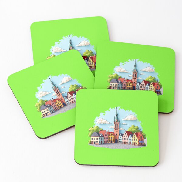 Item preview, Colorful Markt Square and Belfry of Bruges 3D Sketch,  designed and sold by PaintMeWorld.