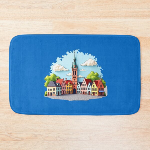 Artikelvorschau, Farbenfroher Marktplatz und Belfried von Brügge, 3D-Skizze, entworfen und verkauft von PaintMeWorld.