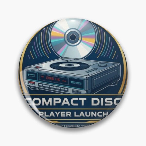 Item preview, Retro Compact Disc Player Launch 1982, Vintage 80s Music Tech Logo designed and sold by OmrDnz.