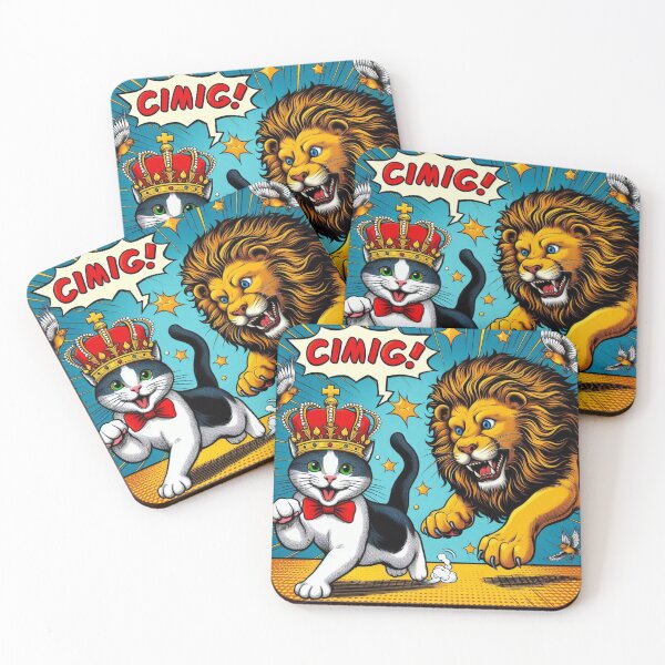 Item preview, cute funny cat and lion designed and sold by Dogandesighn.
