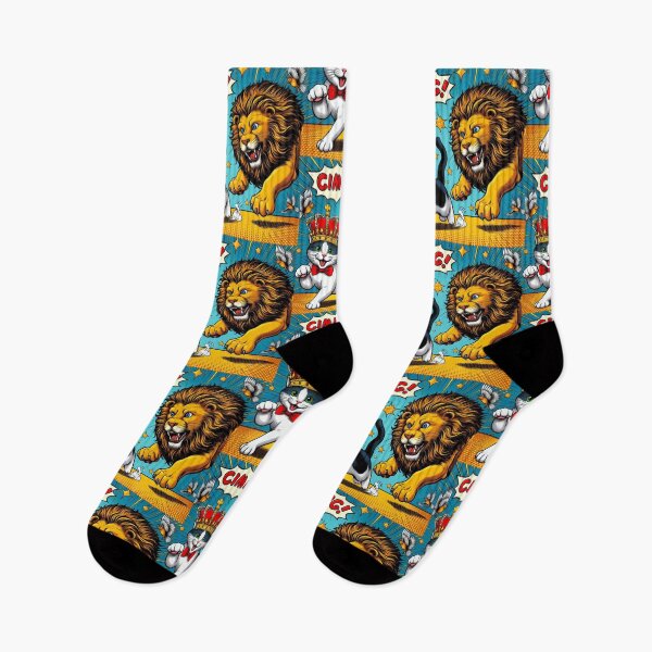 Item preview, cute funny cat and lion designed and sold by Dogandesighn.