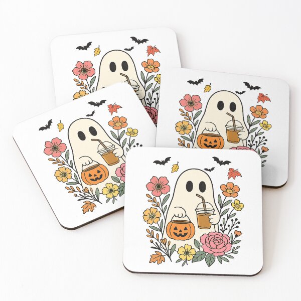 Item preview, Cozy Autumn Ghost with Pumpkin and Flowers designed and sold by QuietBloom80.