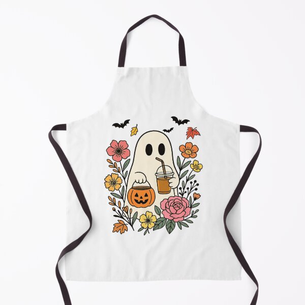 Item preview, Cozy Autumn Ghost with Pumpkin and Flowers designed and sold by QuietBloom80.