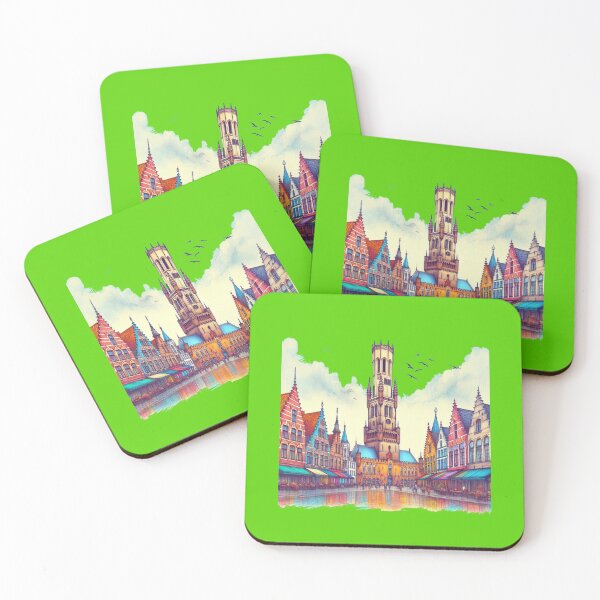 Item preview, Colorful Markt Square and Belfry of Bruges 3D Sketch,  designed and sold by PaintMeWorld.
