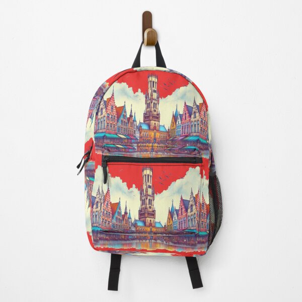 Item preview, Colorful Markt Square and Belfry of Bruges 3D Sketch, designed and sold by PaintMeWorld.