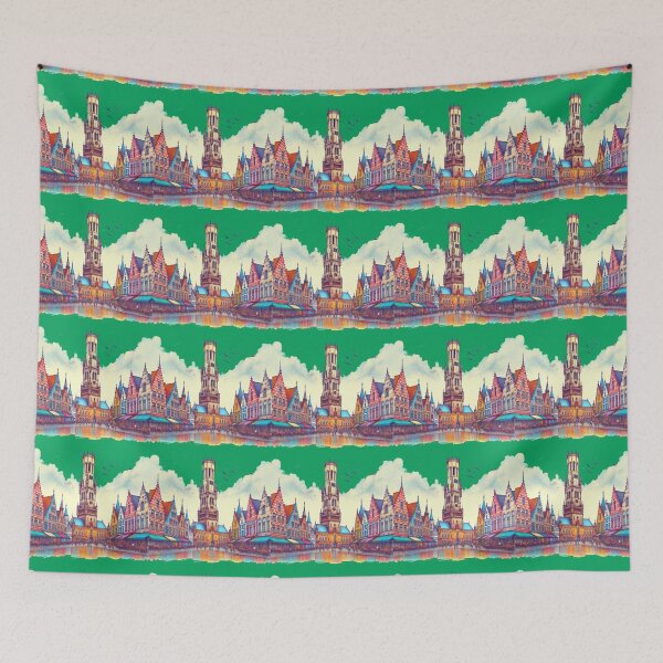 Item preview, Colorful Markt Square and Belfry of Bruges 3D Sketch,  designed and sold by PaintMeWorld.
