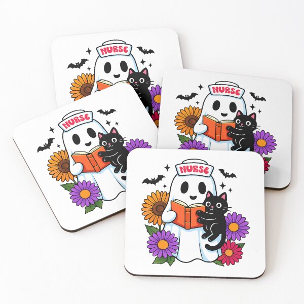 Item preview, Cute Ghost Nurse with Black Cat and Flowers designed and sold by styleonestaa.