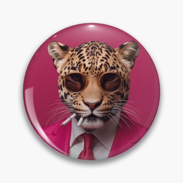 Item preview, Stylish Leopard in Hot Pink Suit – Fashionable Animal Portrait with Retro Vibes designed and sold by PixelVibe782.