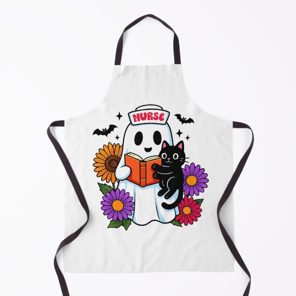 Item preview, Cute Ghost Nurse with Black Cat and Flowers designed and sold by styleonestaa.