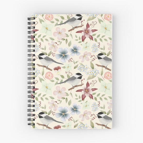 Artikelvorschau, Chickadee und Blumen entworfen und verkauft von AmySevArts.