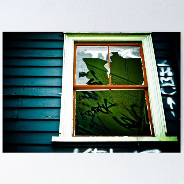 Item preview, Spooky abandoned house with a broken window and graffiti designed and sold by yurix.