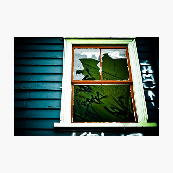 Item preview, Spooky abandoned house with a broken window and graffiti designed and sold by yurix.