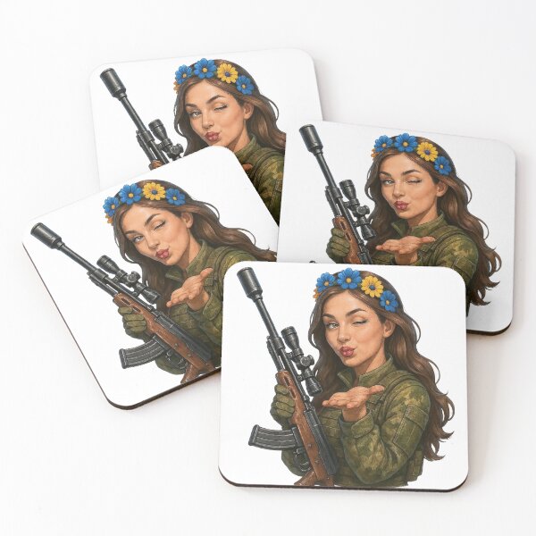Item preview, Illustration of Woman in Camouflage with Rifle and Flower Crown designed and sold by Creative88Art.