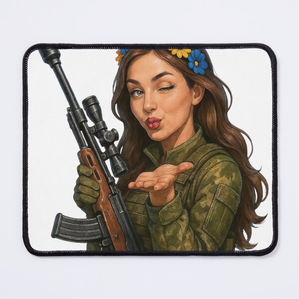 Item preview, Illustration of Woman in Camouflage with Rifle and Flower Crown designed and sold by Creative88Art.
