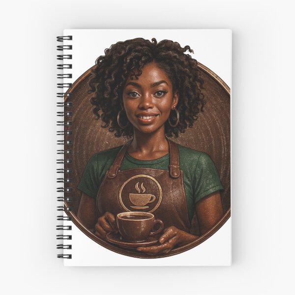 Item preview, Stylized Portrait of a Smiling Barista Holding a Cup of Coffee designed and sold by Creative88Art.