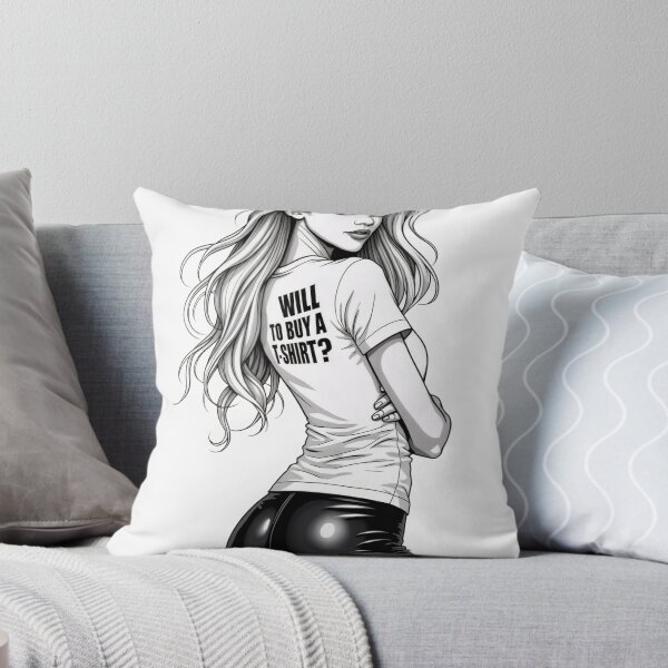Item preview, Black and White Illustration of Woman in T Shirt and Shiny Pants designed and sold by Creative88Art.