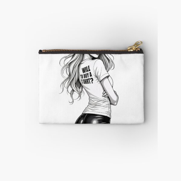 Item preview, Black and White Illustration of Woman in T Shirt and Shiny Pants designed and sold by Creative88Art.