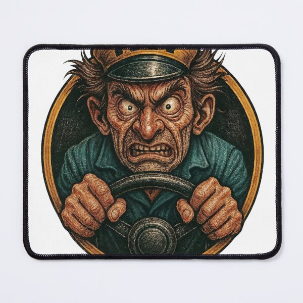 Item preview, Cartoon Illustration of an Angry Taxi Driver in Yellow Cap designed and sold by Creative88Art.