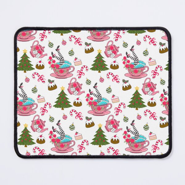 Item preview, Alice Christmas Tea Party Seamless Pattern | Teapot rose tea, teacups, candy cane designed and sold by Sunnyneststudio.