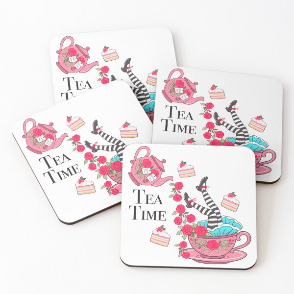 Item preview, Alice Christmas Tea Party Seamless Pattern | Teapot rose tea, teacups, candy cane designed and sold by Sunnyneststudio.