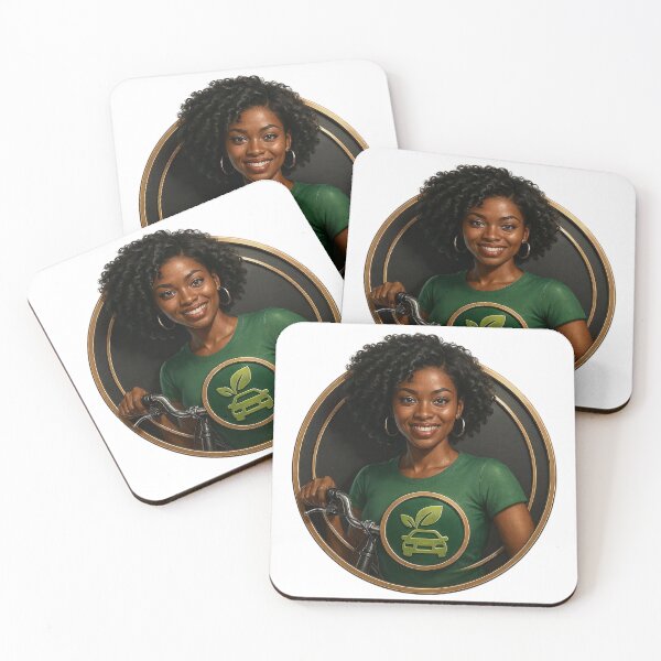 Item preview, Woman with Curly Hair Holding Bicycle in Eco Friendly Design designed and sold by Creative88Art.
