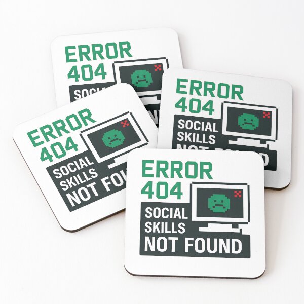 Item preview, Error 404: Social Skills Not Found – Funny Introvert Meme Design in Retro Computer Style designed and sold by Cat & Coffee Studio.