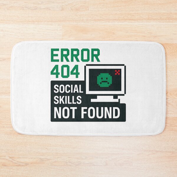 Item preview, Error 404: Social Skills Not Found – Funny Introvert Meme Design in Retro Computer Style designed and sold by Cat & Coffee Studio.
