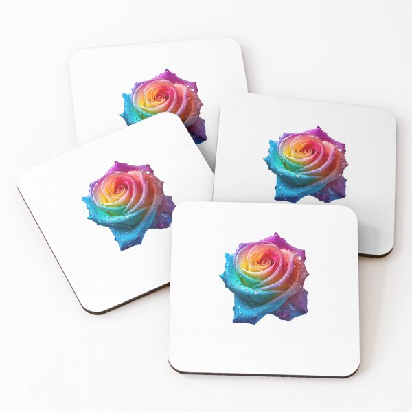 Item preview, Rainbow Rose with Water Droplets – Vibrant Hyper-Realistic Flower Photography designed and sold by PixelVibe782.