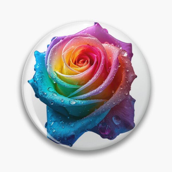 Item preview, Rainbow Rose with Water Droplets – Vibrant Hyper-Realistic Flower Photography designed and sold by PixelVibe782.