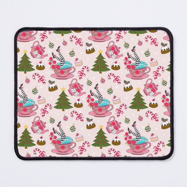 Item preview, Alice Christmas Tea Party Seamless Pattern | Teapot rose tea, teacups, candy cane designed and sold by Sunnyneststudio.