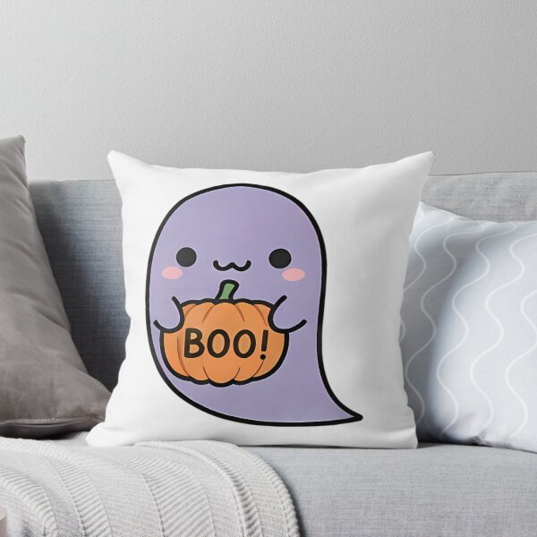Item preview, Purple Cute Halloween Ghost with Pumpkin | Kawaii Ghost Art | Adorable Spooky Season Illustration designed and sold by Kni2BeDesign.