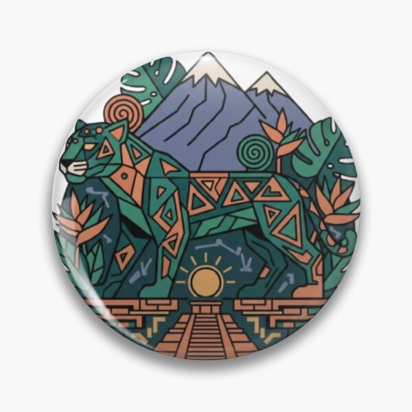 Item preview, Aztec Jaguar Spirit, Mayan Tribal Art, Geometric Jungle Cat designed and sold by OmrDnz.