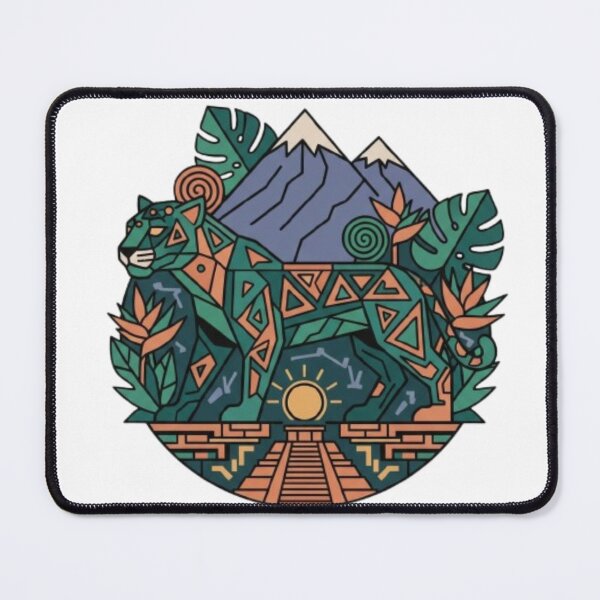 Item preview, Aztec Jaguar Spirit, Mayan Tribal Art, Geometric Jungle Cat designed and sold by OmrDnz.