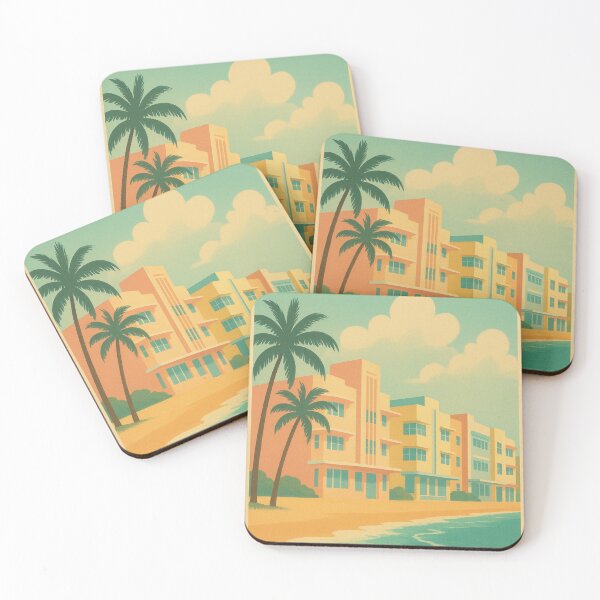 Item preview, Vintage Miami Wall Art – Retro Art Deco Beach Travel Poster designed and sold by TrendSh0p.