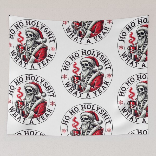 Item preview, Skeleton Santa What A Year - Dark Humor Christmas designed and sold by Belhbib Art ⭐⭐⭐⭐⭐.
