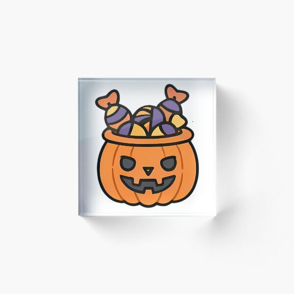 Aperçu de l'œuvre Joli seau à bonbons d'Halloween | Citrouille kawaii pour Halloween | Illustration de saison effrayante créée et vendue par Kni2BeDesign.