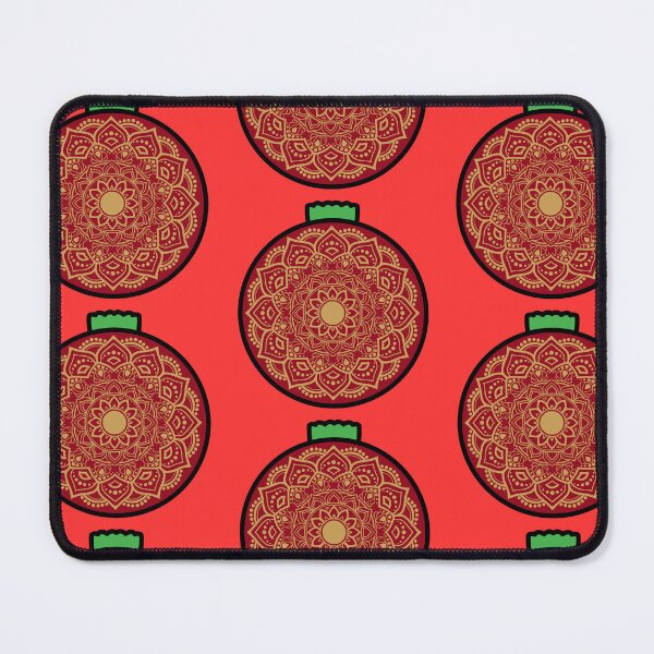 Item preview, Ethnic Gold red Christmas mandala floral holiday greetings ornament  designed and sold by DivineMandala.