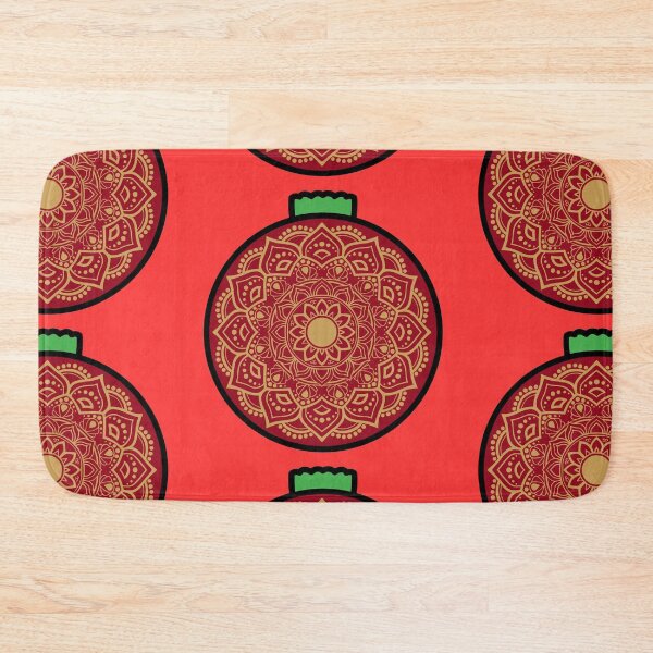 Item preview, Ethnic Gold red Christmas mandala floral holiday greetings ornament  designed and sold by DivineMandala.
